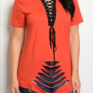 RUST PLUS SIZE TOP